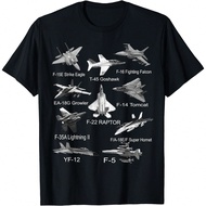 Fighters Jets F22 Raptor F14 Tomcat Plane Spotting T-Shirt