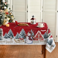 shaixue 1pc, Polyester Tablecloth, Merry Christmas Table Cover, Snowman Snowflake Pattern Table Cover, Christmas Atmospheric Table Decor, Holiday Desktop Decoration Fabric Table Cloth, Home Decoration, Christmas Decor, Gift