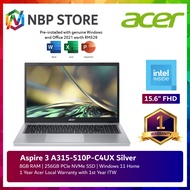 Acer Aspire 3 A315-510P-C4UX 15.6'' FHD Laptop Pure Silver ( N100, 8GB, 256GB SSD, Intel, W11, HS )