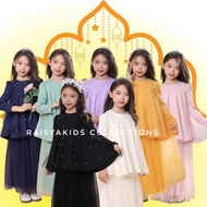 Mooda Kids Raya 2024 Kurung Peplum Kembang Pearl Lace Skirt Girl Baju Raya Babydoll