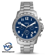 Fossil FS5604 Quartz Bowman Chronograph Analog Silver Tone Stainless Steel Blue Dial Case Bracelet Men's Watch