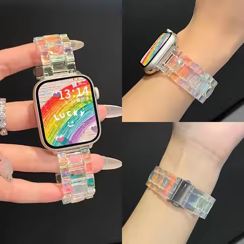 Rainbow Clear Resin Band For Huawei Watch Fit 3 Strap Bracelet Lightweight Wristband For Huawei Watc