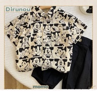 Dirunou Summer 2023 New Cartoon Mickey Mouse Print Shirt For Kids Boys Fashion Short Sleeve T-Shirt 