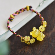 天然原礦俄羅斯蜜蠟小熊 蜜蠟桂花 設計手繩衣襟掛s