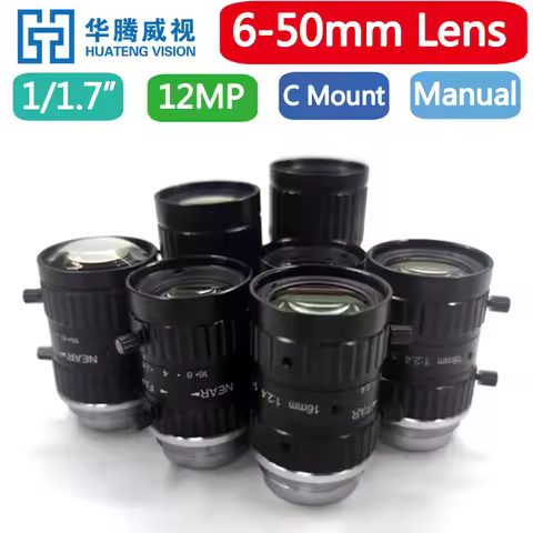 HD 12MP Manual Fixed Focal 1/1.7" Industrial Camera Machine Vision Lens C Mount Lightweight 6mm 8mm 