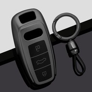 Car Key Case for Audi A3 A4 B9 A6 A7 4K A8 E-tron Q5 Q8 C8 D5 SQ8 Remote Cover Shell Keychain Holder