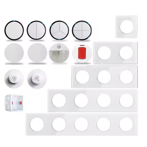 1 2 3 4 Gang Wall Switch White Glass Plate Motion Body Sensor Step Light DP 2P DIY Free Combination,