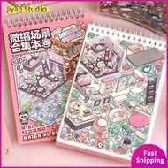 JIYAN2866 Miniature Scene Collection Landscape Sticker Book 20in1 Supermarket Bedroom 3D Pocket Cabi