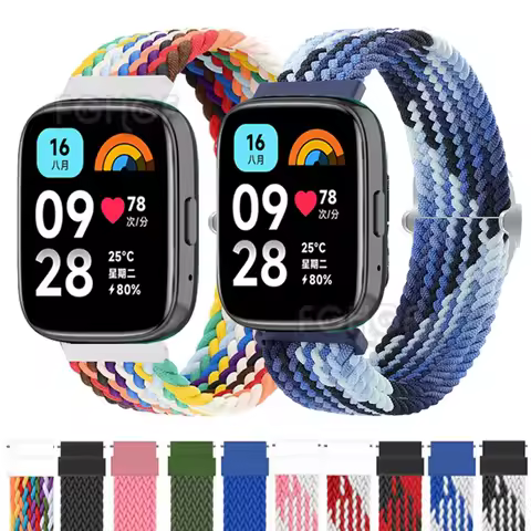 Braided Solo Loop Band For Redmi Watch 3 Active Strap Nylon Wristband Correa For Xiaomi Redmi Watch 