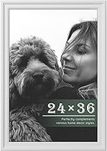 PEALSN Solid Wood 24x36 Poster Frame, White Poster Frames 24 x 36 inches for Wall Mounting Display.