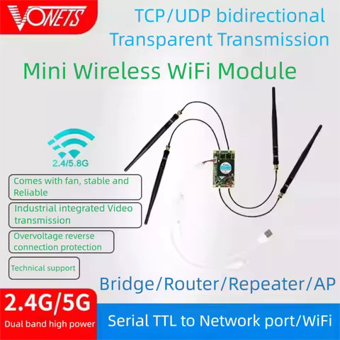 VONETS Industrial Dual-Band 2.4G/5G WiFi Module Wireless Bridge Router Repeater with TTL Serial Port