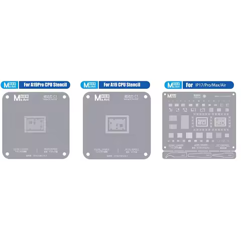 MaAnt BGA Reballing Stencil for IPhone 17 Pro Max/Air & A19 Chip | CPU Solder Ball Steel Mesh Templa