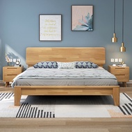 Nordic Solid Wood Bed Modern Minimalist1.8Rice Double Bed1.5Economic Rental House B&B Hotel Apartmen