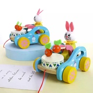 Children Leash Wooden Small Trolley Toy 0-3 Years Old Baby Trolley Trailer Baby Trailer Toy