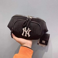 New MLB Jacquard กระเป๋าคาดเอว NY ปักลายดอกไม้เก่าเต็มมาตรฐานกระเป๋าสะพายไหล่เดียวกีฬาซิปกระเป๋าคาดอก