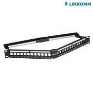 [LINKOMM] V-Shaped Empty Frame Jumper Panel 1U 19 Inch UTP 24P CAT5e CAT6 RJ45 Patch