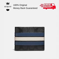 [Luxuco] Coach Men 3-in-1 Wallet In Signature Canvas With Varsity Stripe CR958