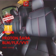 Proton saga blm/flx/saga vvt 2019 2024seat cover pvc leather fullset front +rear black/red line