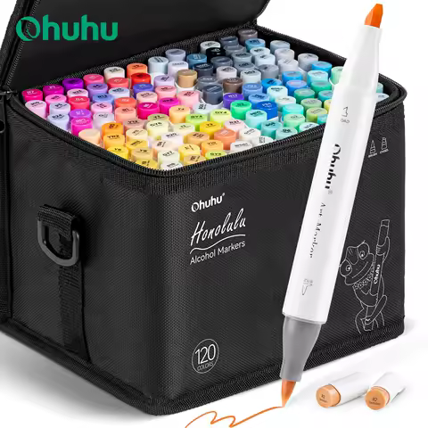 Ohuhu Honolulu 120 Colors Marker Pen Set Alcohol Art Markers Refillable Dual Tips Sketching Drawing 
