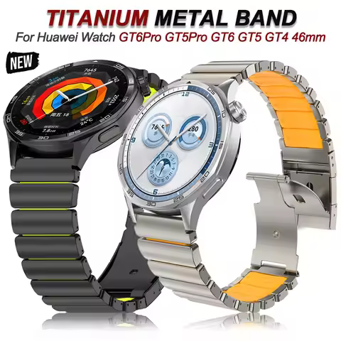 22mm Titanium Metal Band for Huawei Watch GT6Pro GT5/4 46mm Ultimate Luxury Rubber Strap For Amazfit