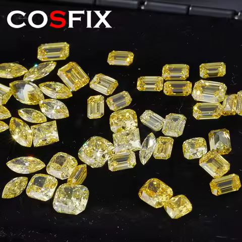 COSFIX Small Size Lab Grown Diamond Yellow Color VS Clarity Pear HPHT Diamond Gems Oval Cut Small Si