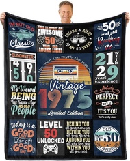 Kesidilo 50th Birthday Gifts for Him, 1975 Birthday Blanket, 50th Birthday Gifts for Men Funny, Mens