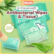 Cloversoft 99.9% Antibacterial Wipes & Facial Pocket Tissue Bamboo Unscented Food-Safe Gentle Moistu