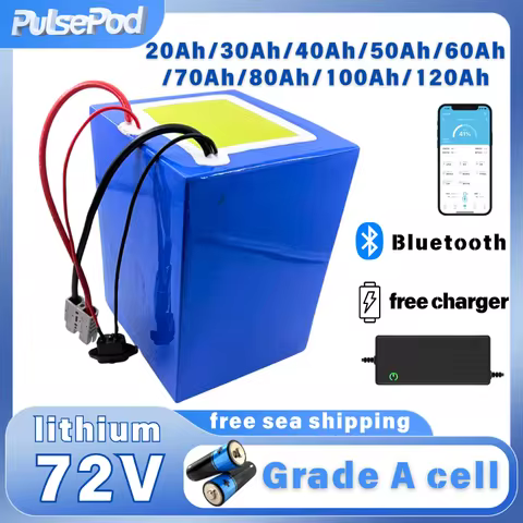PP 72v 40Ah 50Ah 60Ah 70Ah 80Ah 100Ah lithium ion battery pack 40A 50A 60A 70A 80A 100A with bluetoo