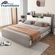 床架 bed frame 儲物床【包送貨 Free Delivery】 床頭儲物 軟包床  高箱床 多功能床 單人床 雙人床 櫃桶床 Queen size King size YHC-H2293-P