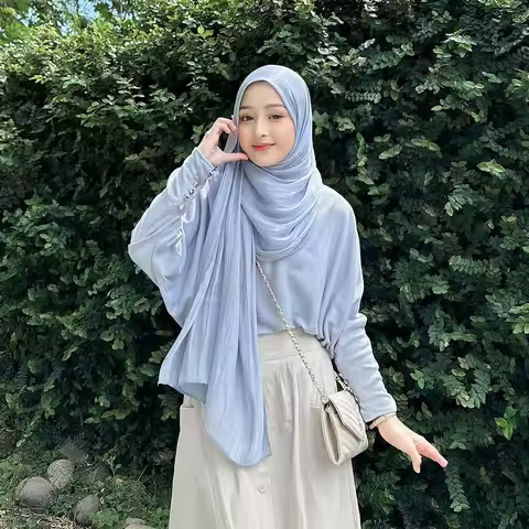 New Shimmer Crinkle Shawl Pleated Glitter Chiffon Shawl Giselle Lightweight Flowy Plain Hijab Scarve