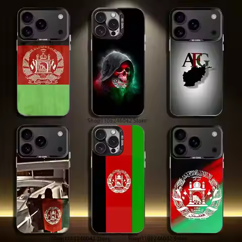 Afghan Afghanistan Flag For iPhone 17,16,15,14,13,12,11,Mini,Pro,E,SE4,XS,MAX Black Candy Matte Cove