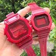 นาฬิกาข้อมือ Casio เเพ็ค คู่รัก สีเเดง-สีดำ GSHOCK  ยักษ์ใหญ่-ยักเล็กษ์ สีเเดงเลือดหมู ตั้งเวลาให้ เเถมฟรีกล่องใส่นาฬิกา