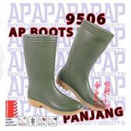 HIJAU AP boots AP 9506 green size 37-43 anti-slip rubber shoes for farmers and projects