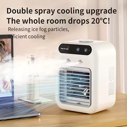 Mini Mute Air Conditioning Fan Portable Desktop Air Cooler with Humidification USB Rechargeable for 