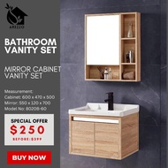 SG Stocks 60CM. Bathroom Basin Vanity Set / Bathroom Cabinet / PVC Basin Cabinet with Mirror Cabinet