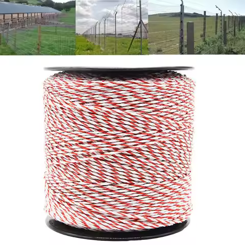 500M White& Red Electric Livestock Fence Wire Stainless Steel Conductive Rope Fence Wire Roll Fen