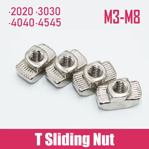 50p/Lot Aluminium Extrusion Profile T Nut M3 M4 M5 M6 M8 2020/3030/4040 Series Hammer Head Slot T-Nu