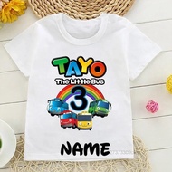 Cute Tayo the Little Bus 1-9 Birthday Number Print T-Shirt Personalized Name Birthday Boys&Girls Sum