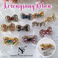 [5Pcs] Kerongsang Brooch Pin Tudung Bahu Dagu Baby Kecil Ribbon Riben Batu Rhinestone Korea