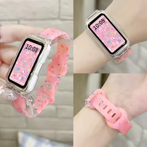 Silicone strap transparent case For Huawei 10 Band 9 7 8 Smartwatch Case Replacement Wristband Brace