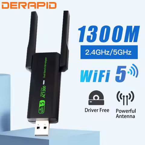 AC1300 WiFi USB Adapter Dual Band 2.4G/5Ghz Wi-Fi Dongle 802.11AC USB Ethernet Wireless Receiver For