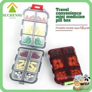 SUCHENSG Medicine Organizer Box Pill Holder Dispenser Container 12 Grid Pill Box