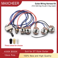 Electric Guitar Wiring Harness Kit 2V2T Big 500K Pot and 1 Push Pull PotJack 3 Way Switch for Gibson