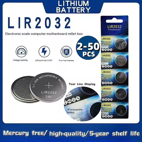 2-50PCS LIR2032 Conveniently Rechargeable Battery 2032 Lithium charging Can Replace 3.6v 40mAH CR203