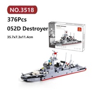 ✨052D Destroyer Building Blocks 376 Pcs WANGE Ship Bricks Toy Set L4A9