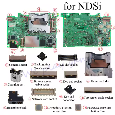 1-5PCS for Nintendo DSi NDSi Game Card Slot Network Card Interface Headphone Jack Port Top/Buttom LC