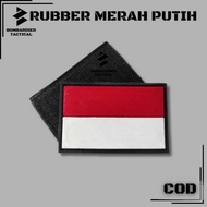 MERAH RED AND WHITE FLAG RUBBER PATCH RUBBER Flag Patch