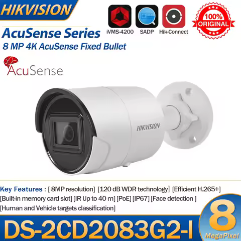 Hikvision IP Camera 8MP DS-2CD2083G2-I 4K Acusense IR POE Bullet Human Vehicle Classification SD Car