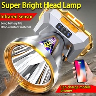 TP90 infrared sensor lampu suluh kepala paling terang tahan lama headlamp rechargeable waterproof he