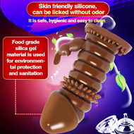 Brown Robust Spike Extender Cock Penis Sleeve for Men Big Particles Dotted Ribbed Dick Enlarger Penis with Spike and Bolitas Vaginal Dick Sex Penis Toy for Men